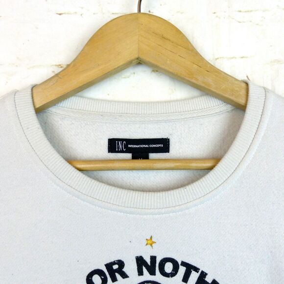 INC International Concepts Sweatshirt Mens M Ivory All Or Nothing Tiger Graphic - Picture 5 of 12